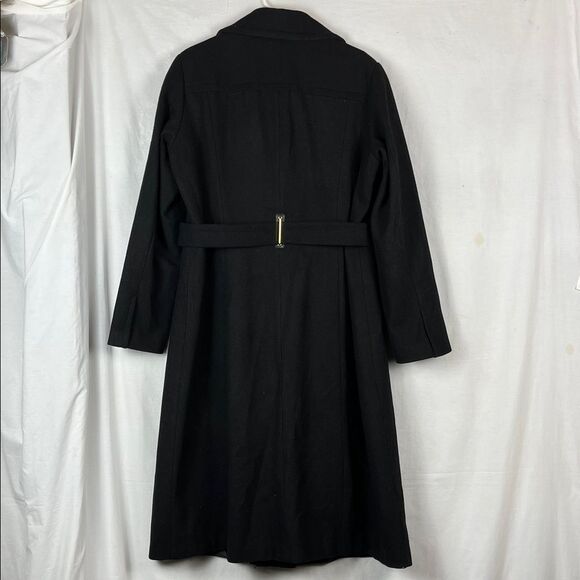 NWOT Worthington Black and Gold Wool Blend Belted Long Women's Trench Coat - Picture 6 of 11